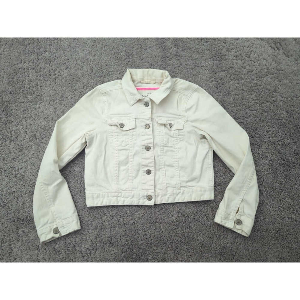 Abercrombie & Fitch Jacket Youth Large Denim Button Up Skinny Fit Cropped Y2K